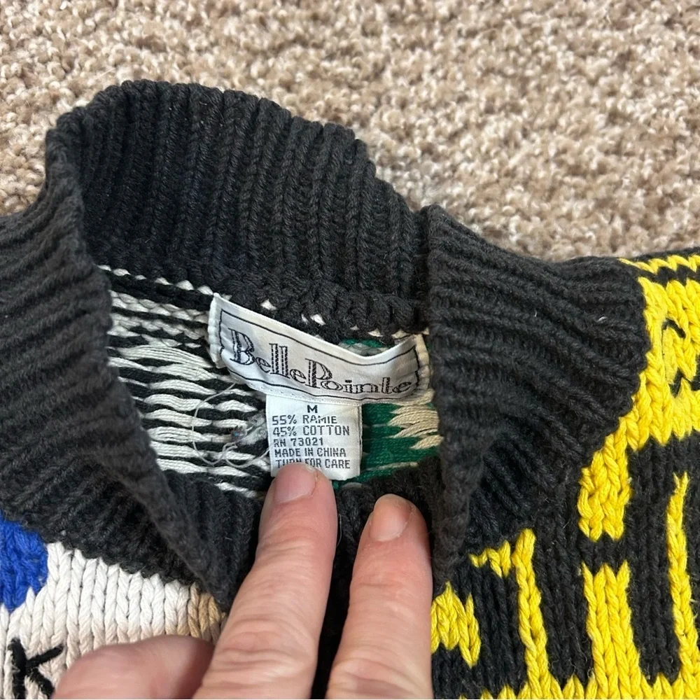 Belle Pointe vintage license plate sweater unisex medium car novelty 80s 90s